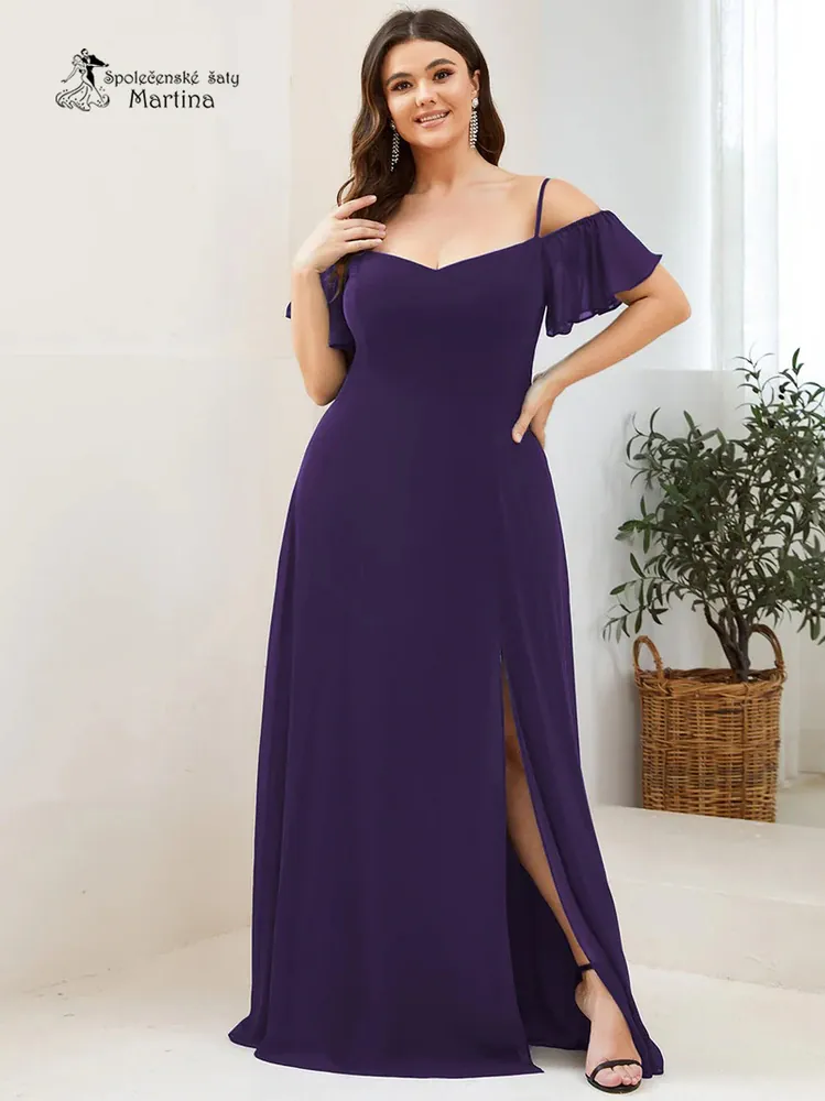 Tmavě fialové šaty pro družičku či svatebního hosta "Alisia XXL"