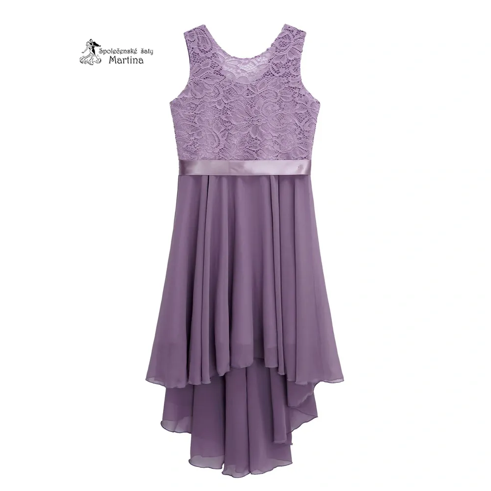 Šeříkové asymetrické dívčí šaty "Ivetka"  6-16 let