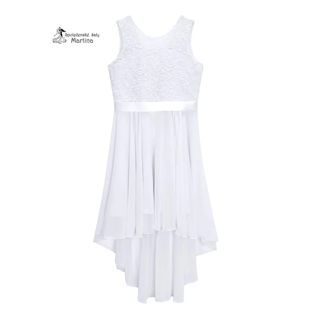 Bílé asymetrické dívčí šaty "Ivetka"  6-16 let