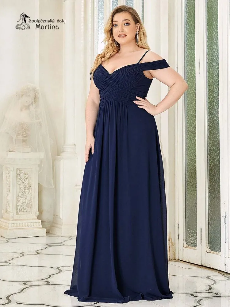 Tmavě modré společenské XXL šaty  "Keavy"   