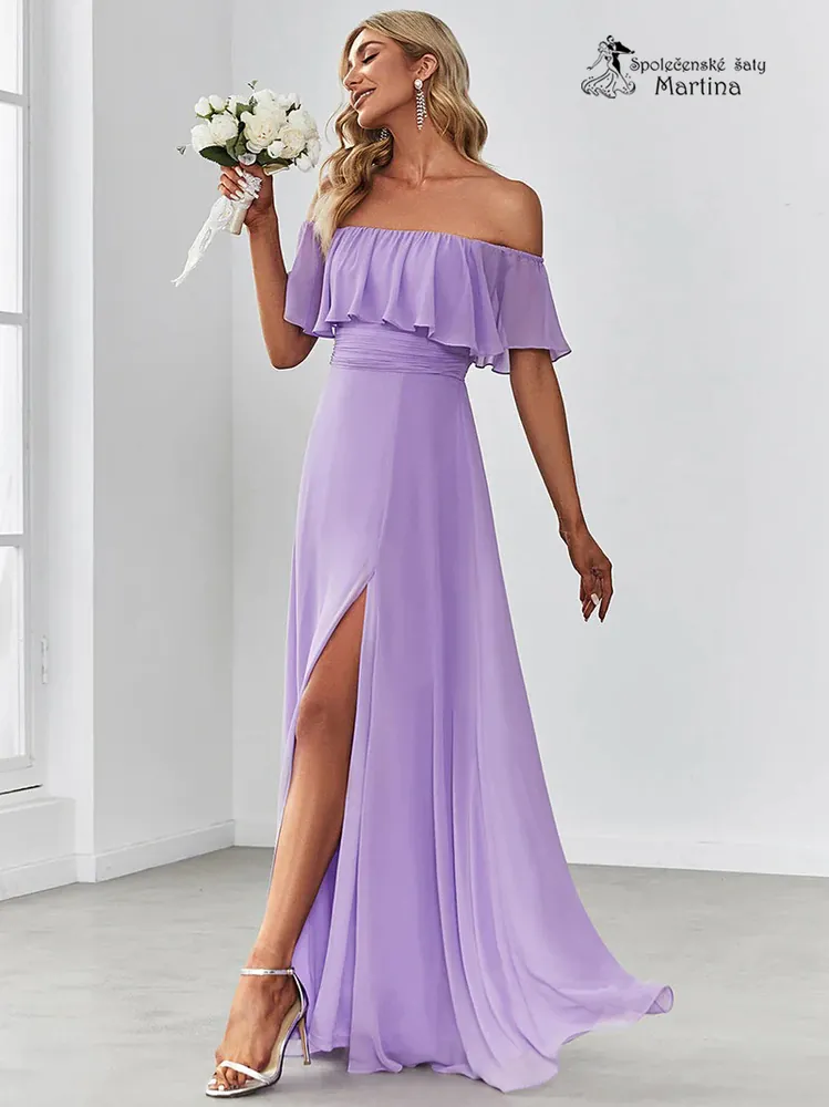 Levandulové šaty pro družičky "Alma" se spadenými rukávy