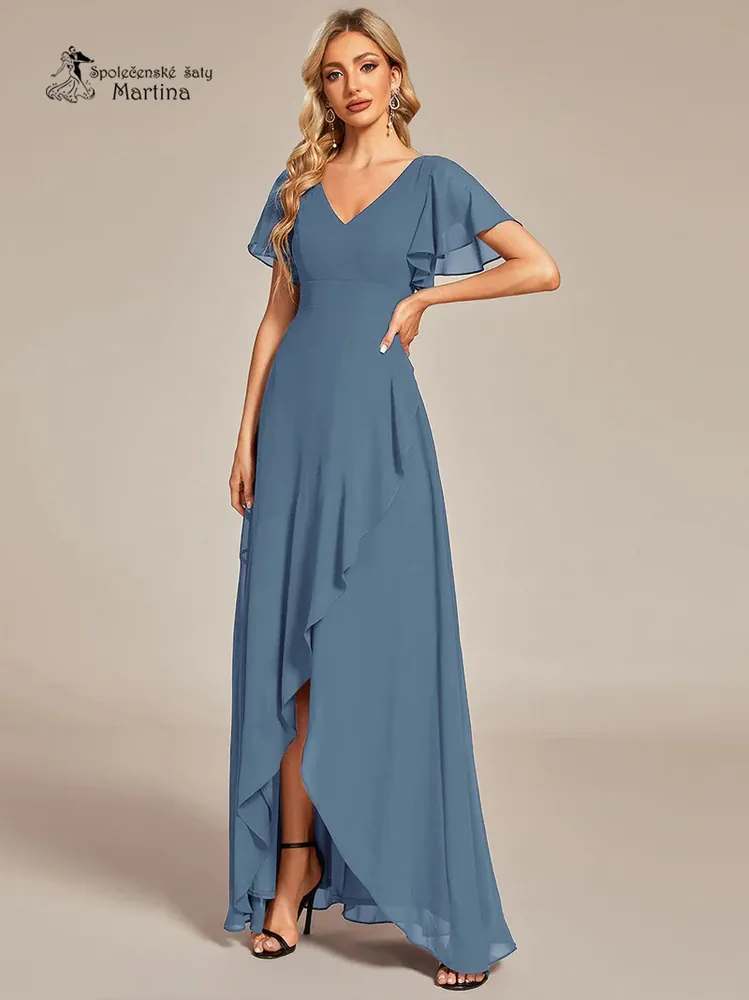 Dlouhé asymetrické staromodré šaty pro svatební matku "Rubye"