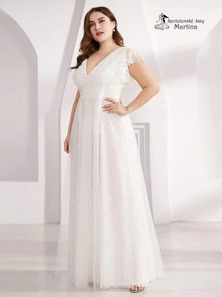 Svatební krajkové plus size šaty či na věneček "Jinny"