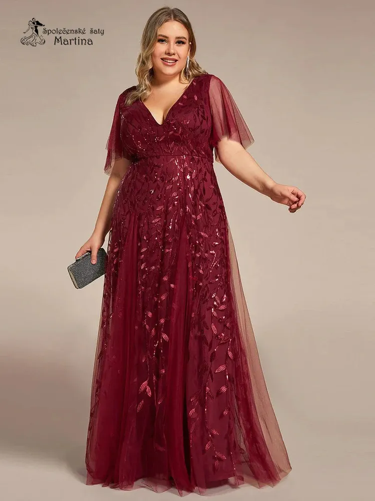 Vínové společenské šaty "Kim plus size"