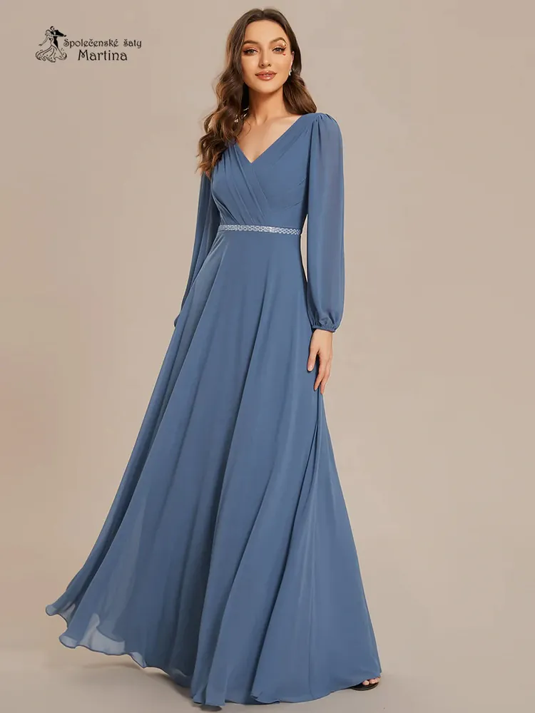 Staromodré společenské šaty s dlouhými rukávy "Kerenza"