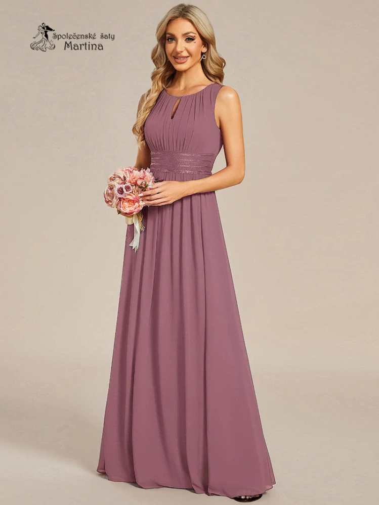 Šeříkové společenské šaty "Cherry" s lodičkovým výstřihem