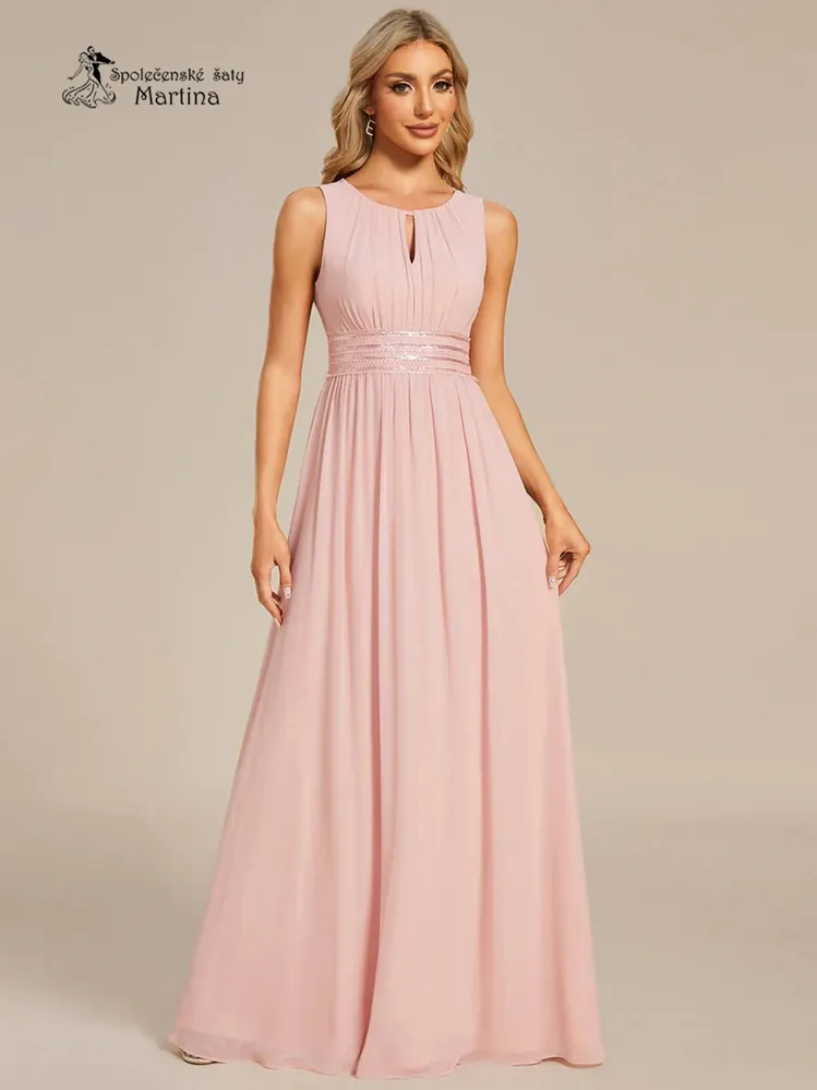Růžové společenské šaty "Cherry" s lodičkovým výstřihem