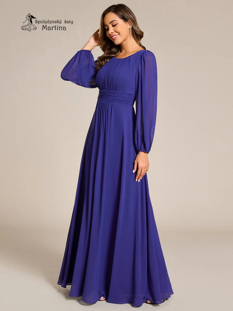 Královsky modré společenské šaty "Addie" s volnými rukávy
