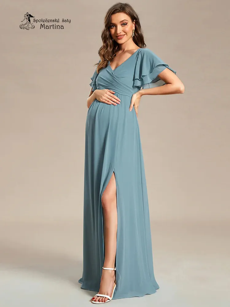 Staromodré těhotenské jednoduché dlouhé společenské šaty "Doris"