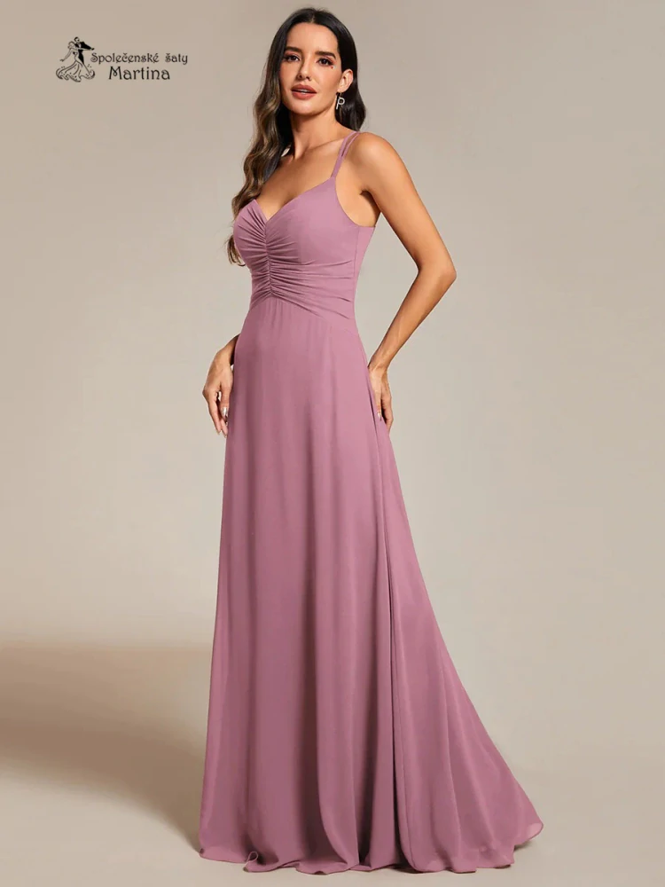 Romantické starorůžové šaty s jemným řasením a tenkými ramínky "Marge"