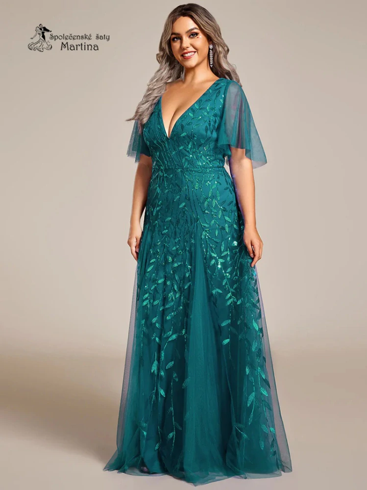 Petrolejové společenské šaty "Kim" - vel. 48