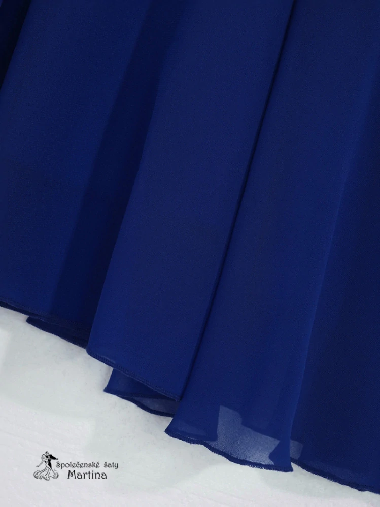 Královsky modré dlouhé dívčí šaty se spadenými ramínky "Nelinka"