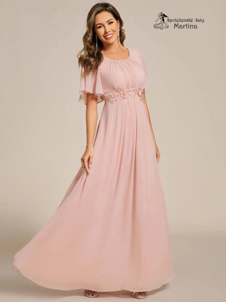 Růžové dlouhé šaty pro svatebního hosta, svědkyni, maminku svatby "Rosalinda" - vel. 44