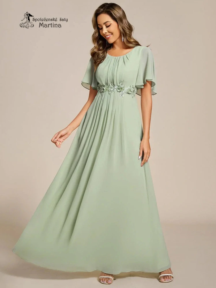 Pistáciové dlouhé šaty pro svatebního hosta, svědkyni, maminku svatby "Rosalinda" - vel. 44