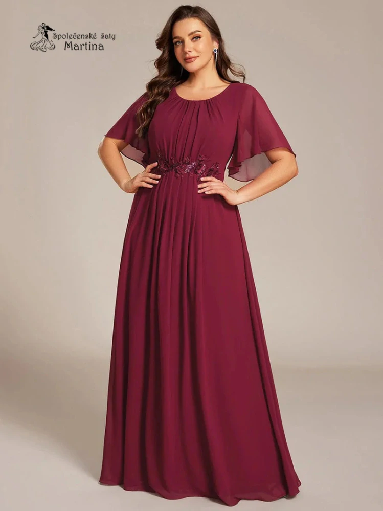 XXL vínové dlouhé šaty pro svatebního hosta, svědkyni, maminku svatby "Rosalinda"