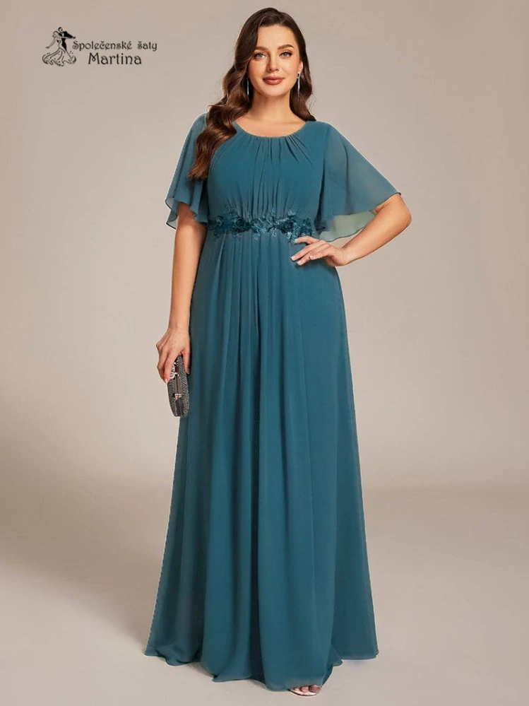 XXL petrolejové dlouhé šaty pro svatebního hosta, svědkyni, maminku svatby "Rosalinda"