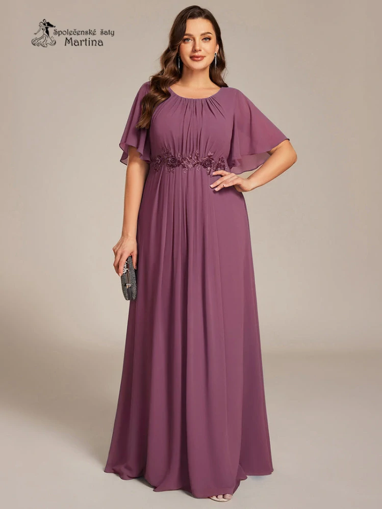 XXL šeříkové dlouhé šaty pro svatebního hosta, svědkyni, maminku svatby "Rosalinda"