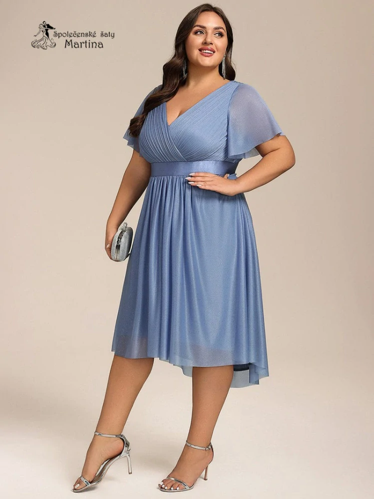 XXL staromodré lehké, mírně asymetrické šaty "Bonita" s krátkými rukávy