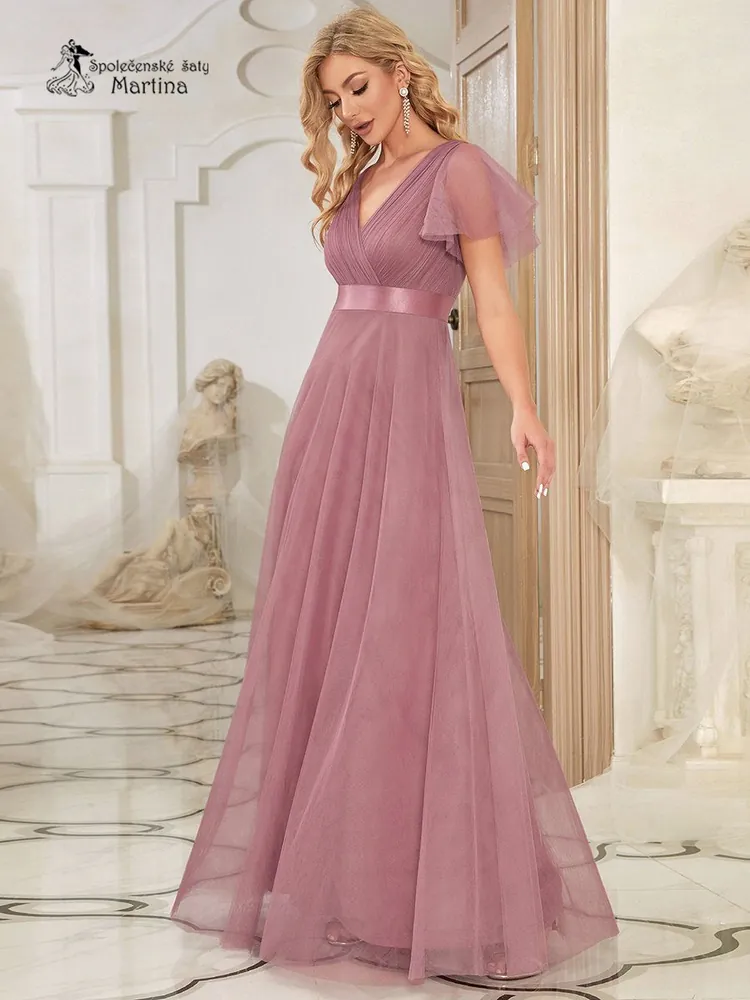 Starorůžové tylové šaty s krátkým rukávkem “Broke”