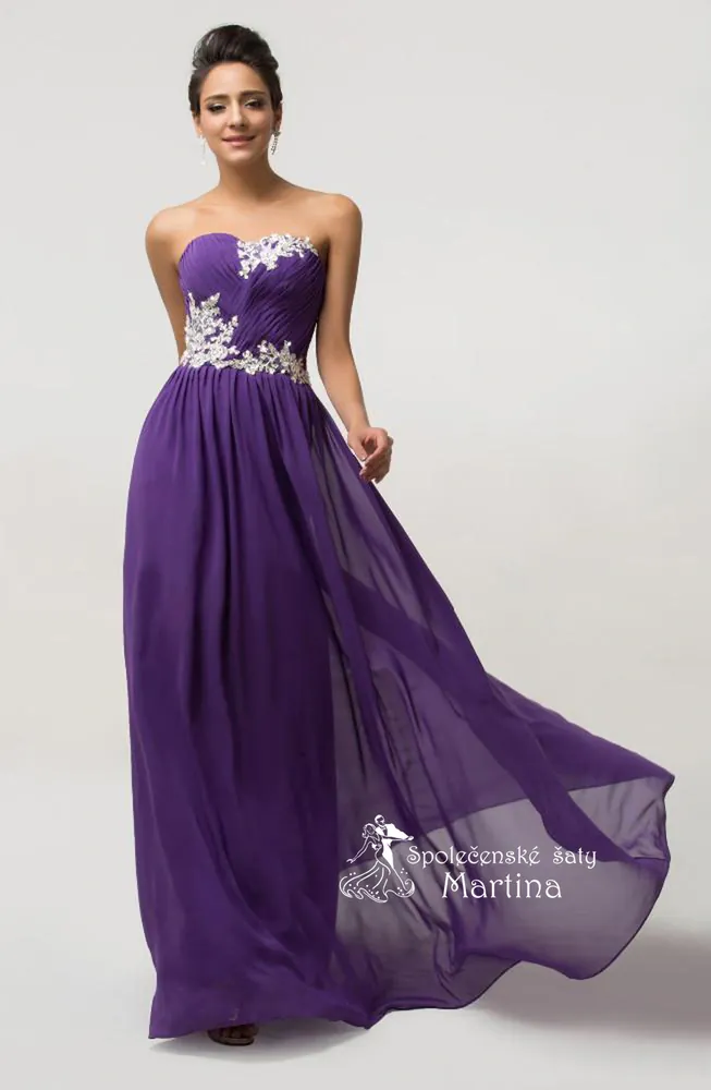 Fialové společenské šaty antického střihu "Alise"