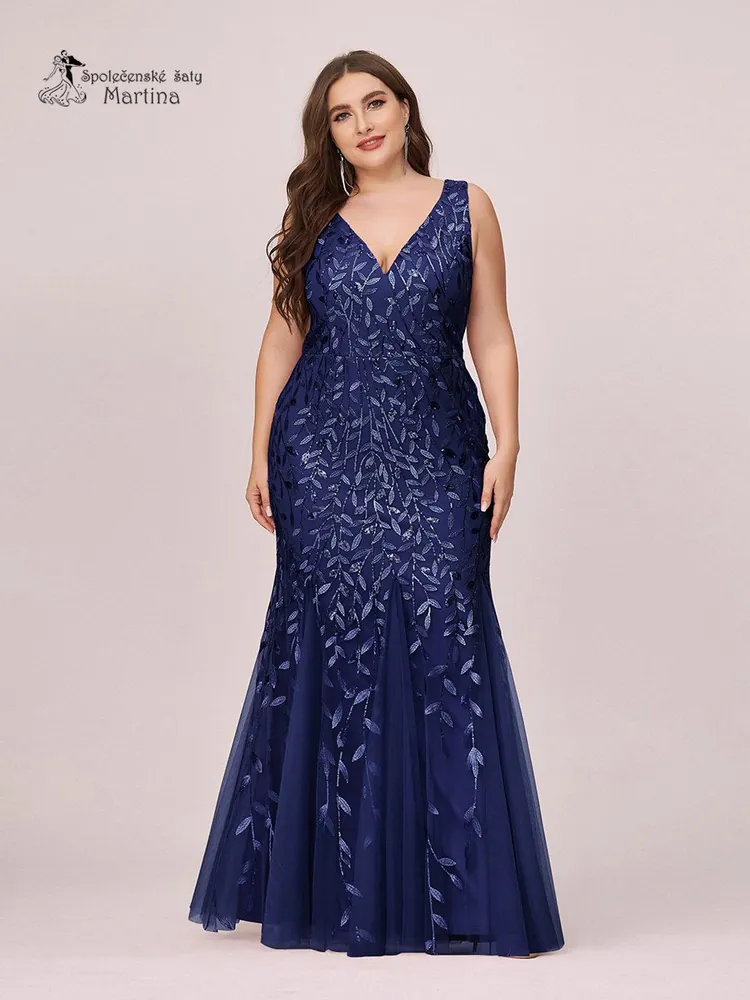 Tmavě modré společenské bodycon šaty "Bridgitte" - vel. 50