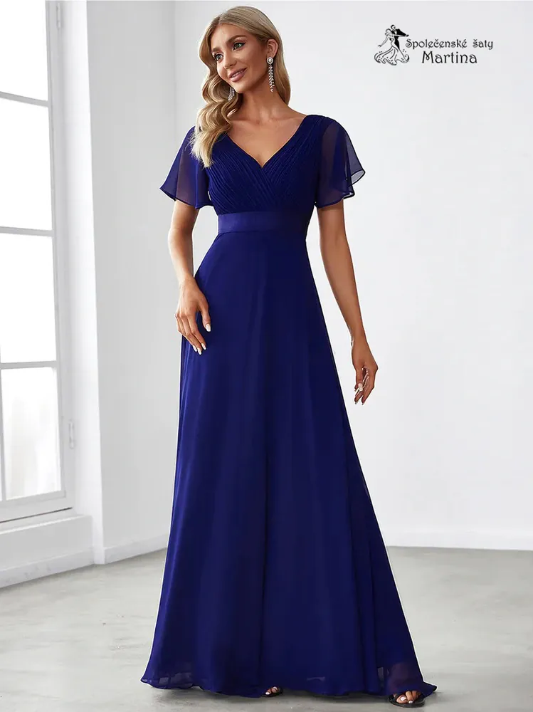 Královsky modré šifonové šaty "Camila" antického střihu