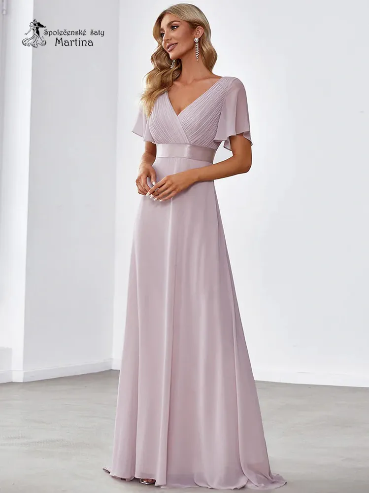 Lila šifonové šaty "Camila" antického střihu