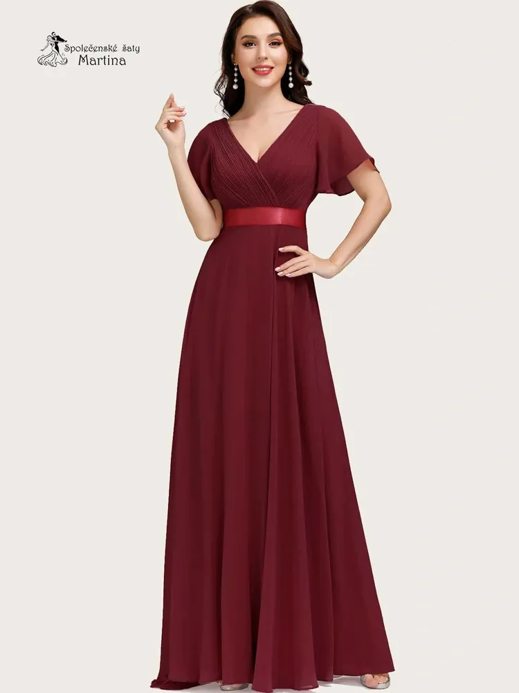 Vínové šifonové šaty "Camila" antického střihu