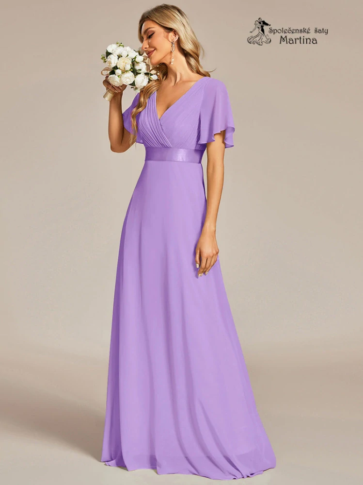 Levandulové šifonové šaty "Camila" antického střihu