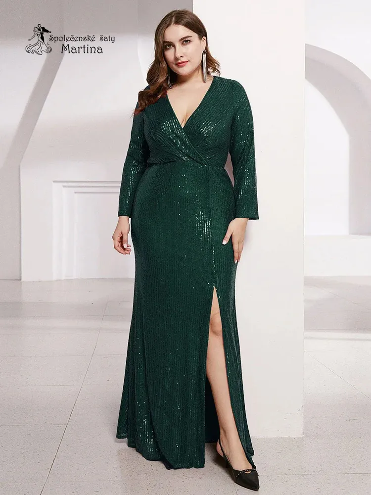 Zelené večerní společenské šaty "Jennifer XXL"