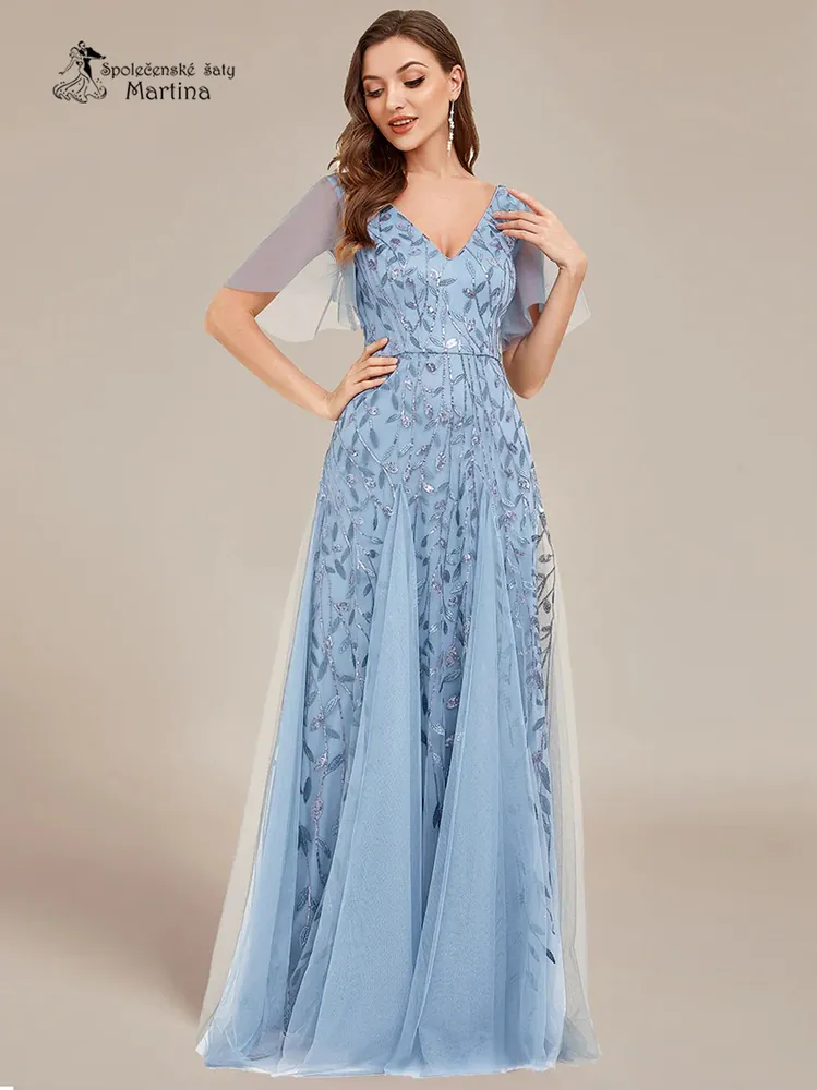 Blankytně modré společenské šaty "Kim"