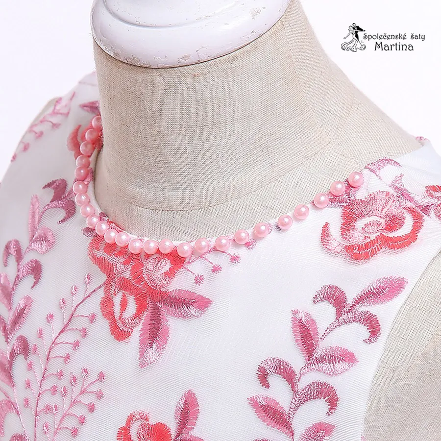 Elegantní tmavě růžové asymetrické šaty "Saskie" s výšivkou v živůtku  4-10 let 