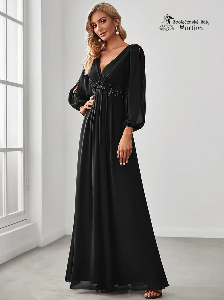 Černé šaty "Harper" s dlouhým rukávem 