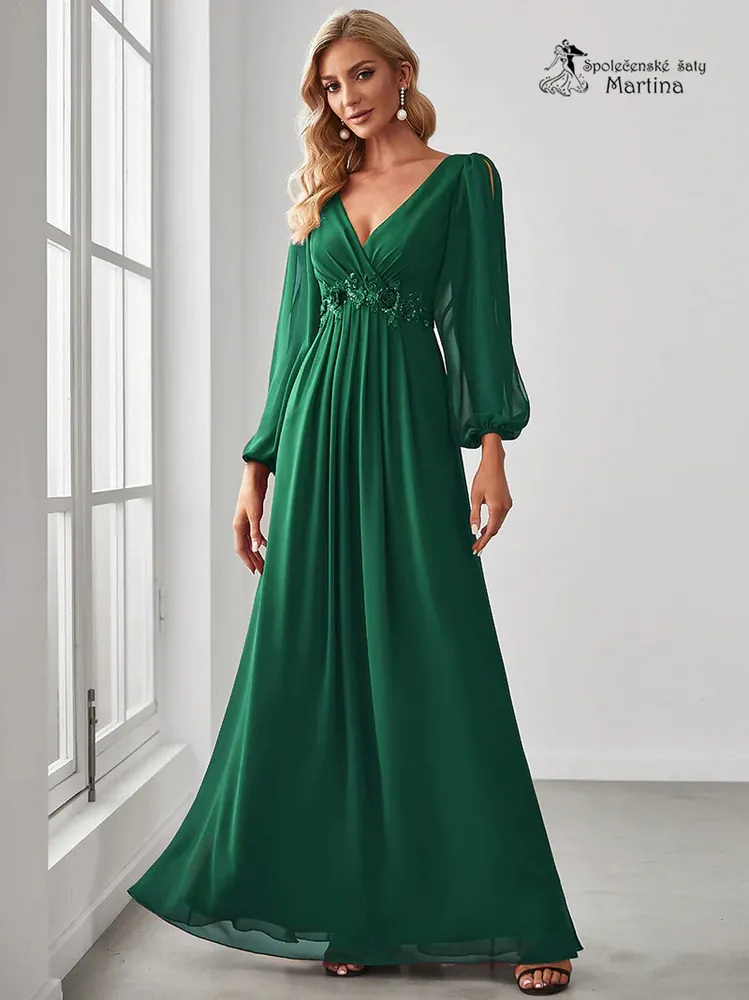 Zelené šaty "Harper" s dlouhým rukávem