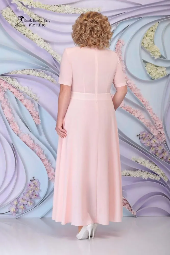 Růžové společenské šaty pro plnoštíhlé s kabátkem "Kristy" 