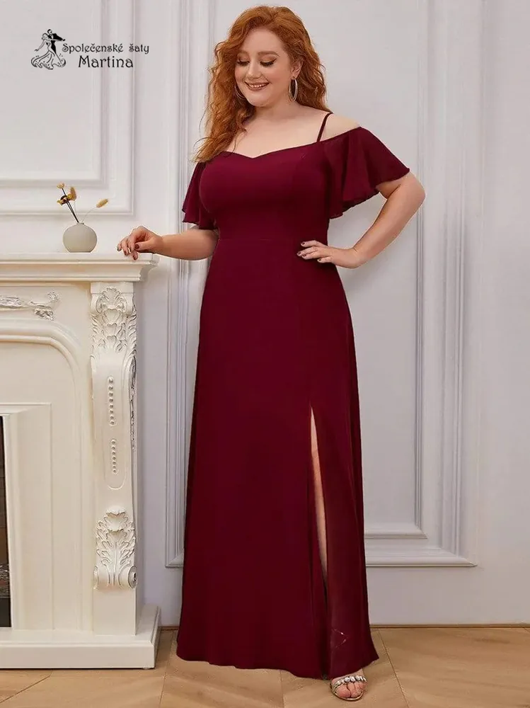 Vínové šaty pro družičku či svatebního hosta "Alisia" - vel. 52