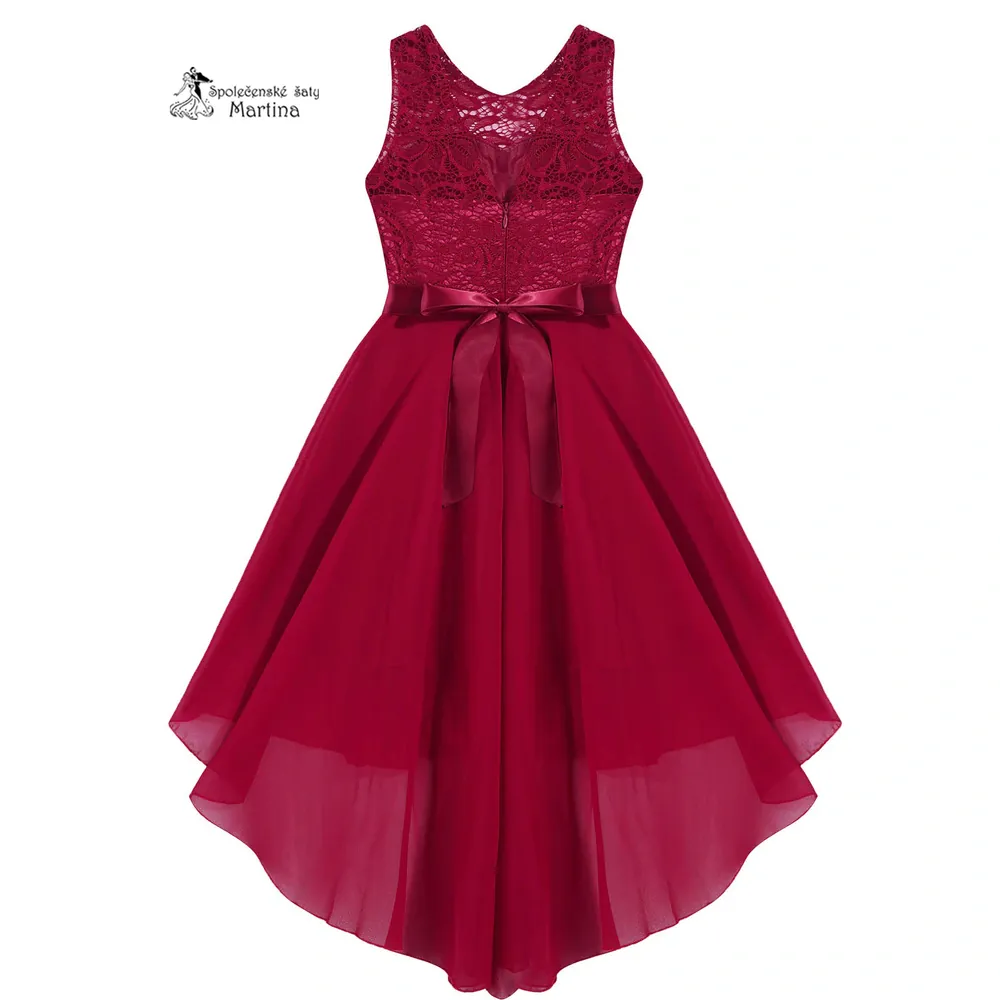 Vínové asymetrické dívčí šaty "Ivetka"  6-16 let