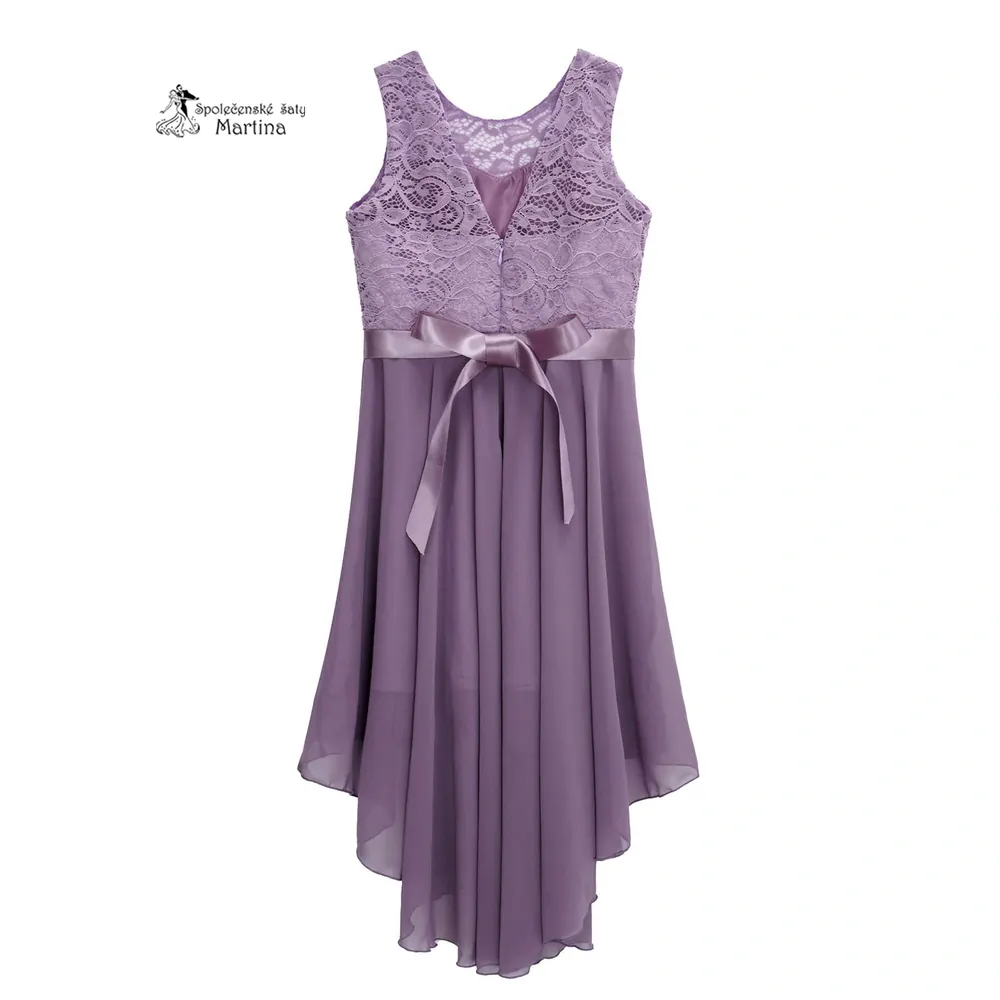 Šeříkové asymetrické dívčí šaty "Ivetka"  6-16 let