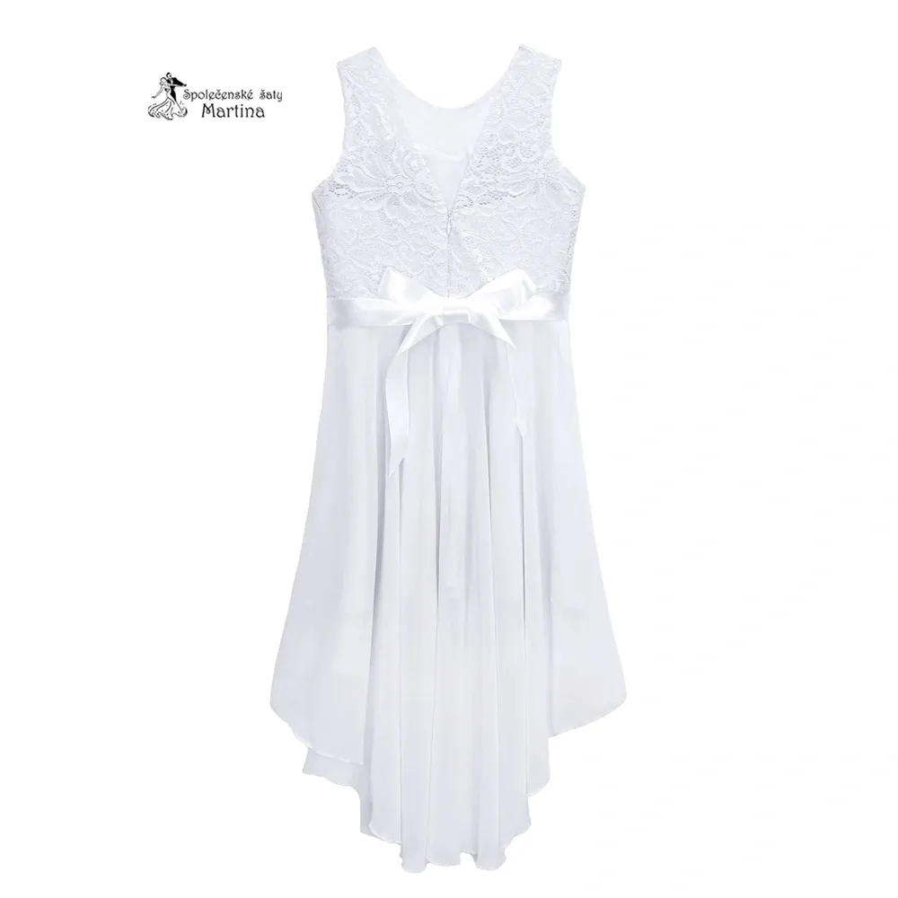 Bílé asymetrické dívčí šaty "Ivetka"  6-16 let