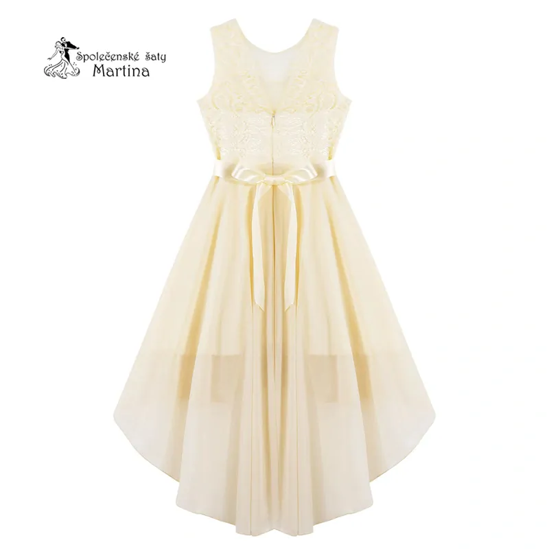 Champagne asymetrické dívčí šaty "Ivetka"  6-16 let