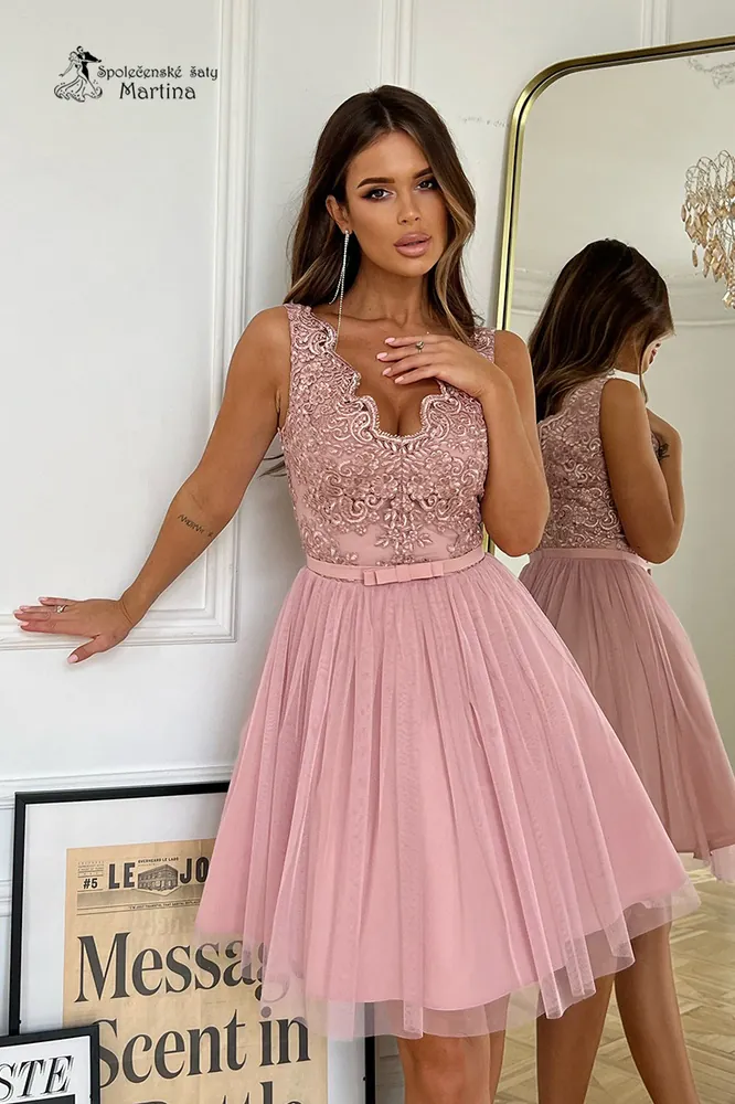 Starorůžové koktejlky "Mandi" s bohatou sukní - vel. 40
