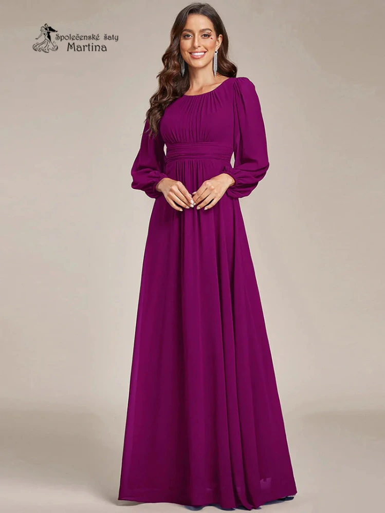 Fuchsiové společenské šaty "Addie" s volnými rukávy - vel. 34