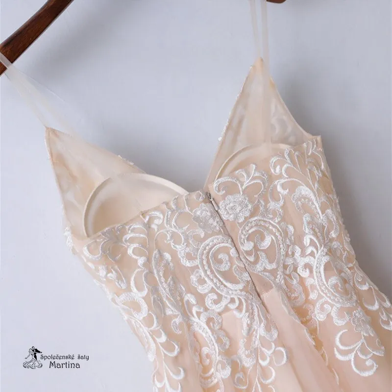 Champagne svatební boho šaty - vel. 36