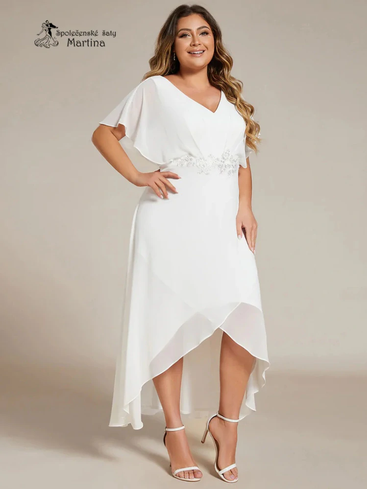 Bílé asymetrické plus size šaty "Calante"