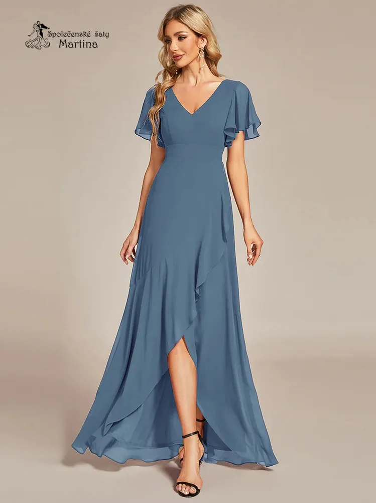 Dlouhé asymetrické staromodré šaty pro svatební matku "Rubye"