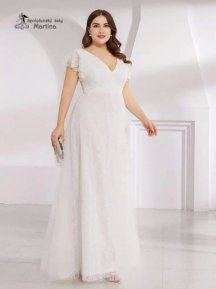 Svatební krajkové plus size šaty či na věneček "Jinny"