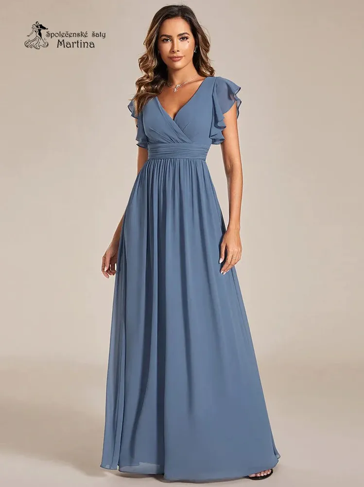 Staromodré jednoduché elegantní šifonové šaty s rukávkem "Madison"