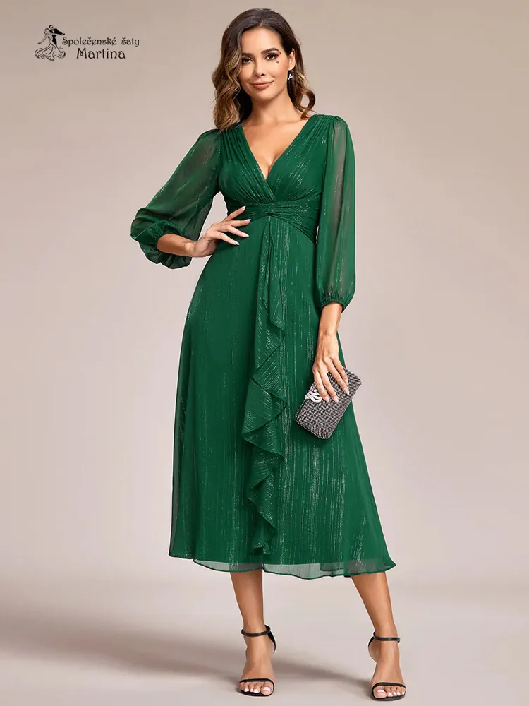 Zelené šaty "Katie" s dlouhým rukávem