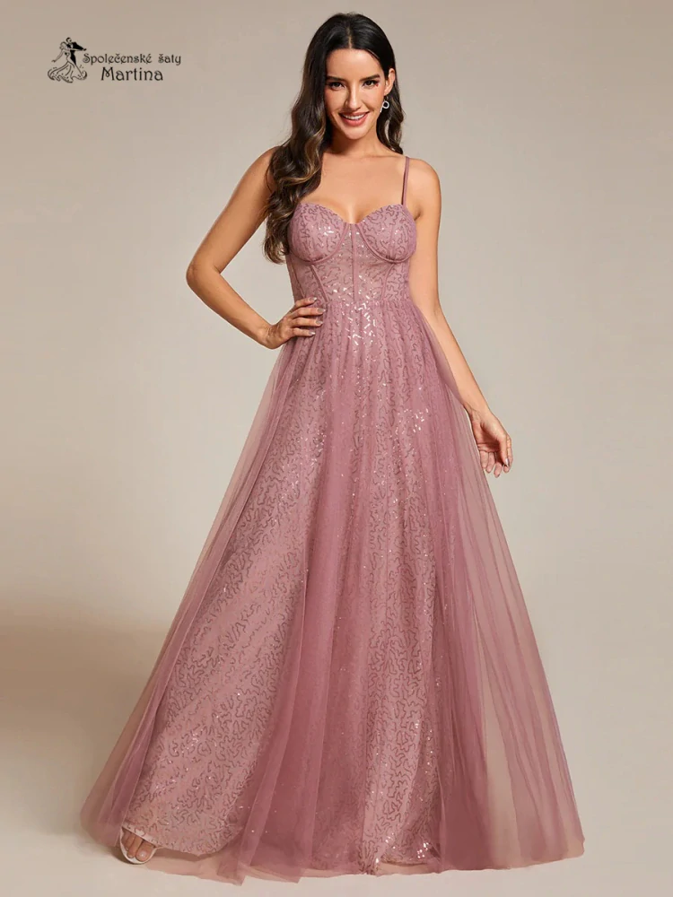 Starorůžové maturitní či plesové šaty "Peige" na tenká ramínka - vel. 38