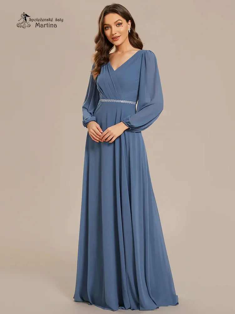 Staromodré společenské šaty s dlouhými rukávy "Kerenza"
